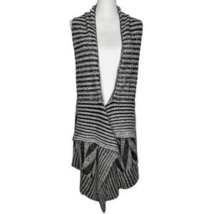 Romeo + Juliet Couture Cardigan Knit Shawl Collar Black White Sz Medium